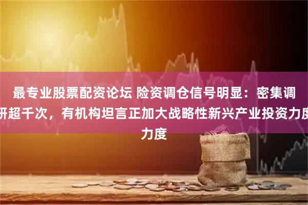 最专业股票配资论坛 险资调仓信号明显：密集调研超千次，有机构坦言正加大战略性新兴产业投资力度